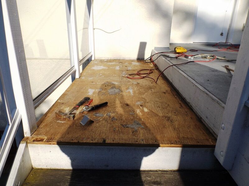 Repairing damaged deck surface prior to installing waterproof vinyl decking