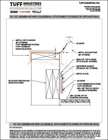 TD-12C-MEMBRANE-WITH-GUARDRAIL-ATTACHMENT-TO-INSIDE-OF-UPSTAND-WALL