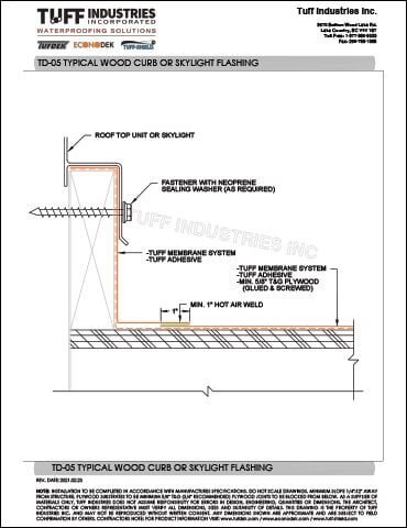 TD-05-TYPICAL-WOOD-CURB-OR-SKYLIGHT-FLASHING TD-05-TYPICAL-WOOD-CURB-OR-SKYLIGHT-FLASHING