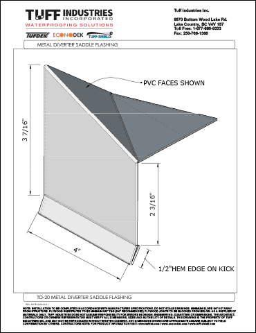 TD-20 METAL DIVERTER SADDLE FLASHING
